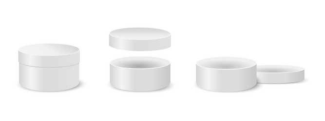 round boxes with closed and open lids rounded vector image