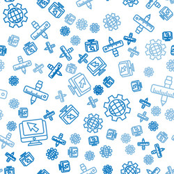 set line computer monitor and cursor globe vector image
