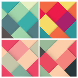 set of square colorful retro background vector image