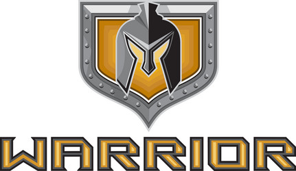 spartan warrior helmet shield retro vector