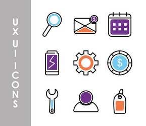 ui ux icons set half line color style vector image