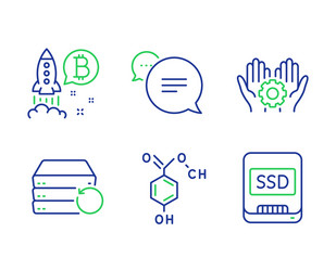bitcoin project text message and employee hand vector image