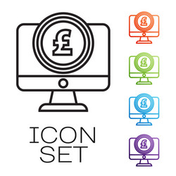 black line computer monitor with pound sterling vector image