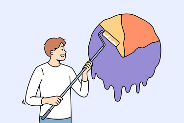 man statistician draws infographic from chart vector image