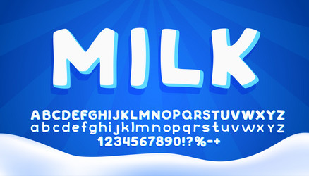 milk font set collection letters and numbers vector image