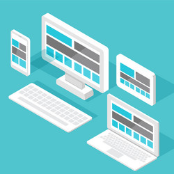 Responsive pc flat design modern seo vector