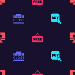 set buy button shopping building and text closed vector image