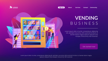 vending machine service concept landing page vector image