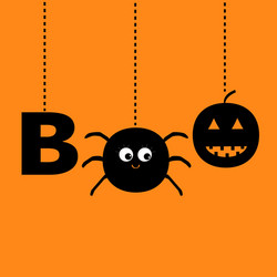 hanging word boo text with smiling sad black vector