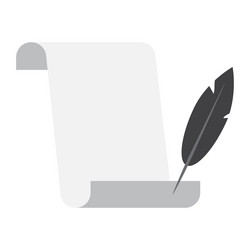 paper scroll feather empty white vector image