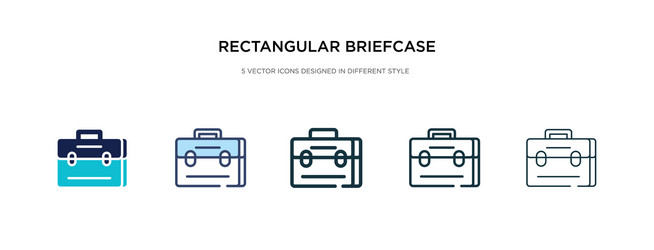 rectangular briefcase icon in different style vector image