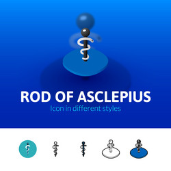 Rod of asclepius icon in different style vector