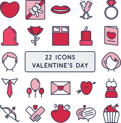 set of 22 icons in style monoline for happy vector image