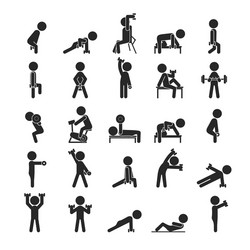 set of dumbbell exercises character vector image