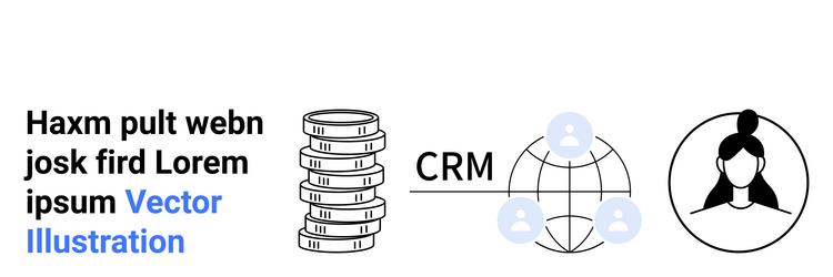 stack of coins global crm network with users vector image