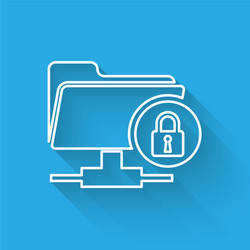 white ftp folder and lock line icon isolated vector image