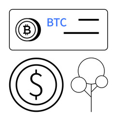 cryptocurrency wallet elements with bitcoin vector image