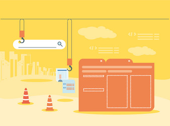 data folder with webpage under construction vector image