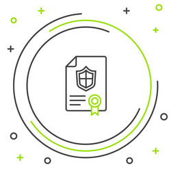 line contract with shield icon isolated on white vector image