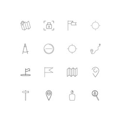 maps and navigation simple linear icons set vector image
