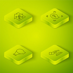 set isometric face recognition palm print vector image