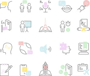 Set line icons foreign language vector