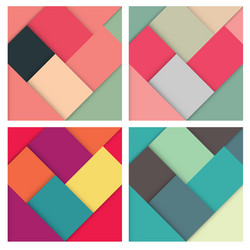 set of square colorful retro background vector