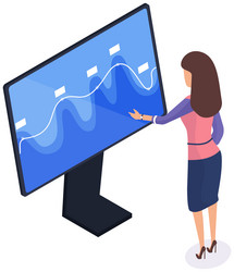 computer with calculator and report financial vector image