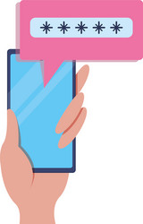 Hand using smartphone with speech bubble vector