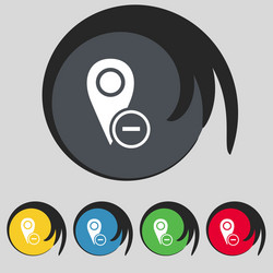 Map pointer icon sign symbol on five colored vector