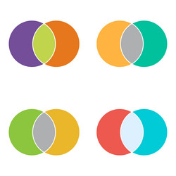 set of venn diagram maths negative space color vector image