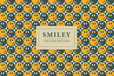 smiley happy face yellow and dark emoji pattern vector image