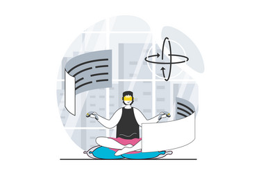 virtual reality concept with people scene in flat vector image
