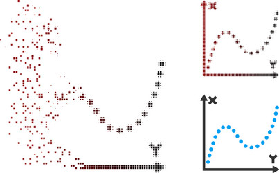 disappearing pixel halftone dotted plot icon vector image