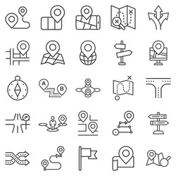navigation icon set in flat style gps direction vector image
