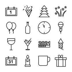 new year line icon set simple design editable vector image