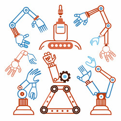 stylized robotic hands grasping objects vector image