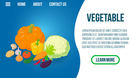 Vegetable concept banner isometric style vector