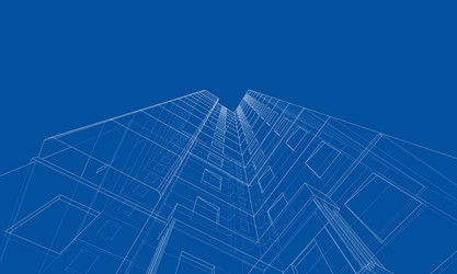wire-frame model a multi-storey building vector image