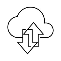 cloud arrow up and down button icon outline vector image