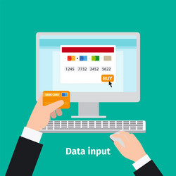 credit plastic card usage data input vector image