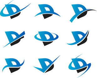 Dynamic Swoosh D Logo Icon Set Vector Image