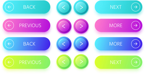 gradient buttons next and back button colorful vector image