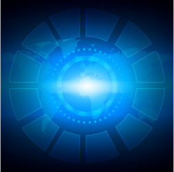 tech circle and world map background vector image