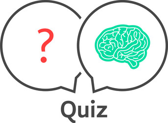 Thin line quiz icon with brain vector