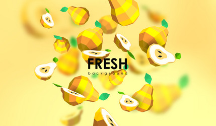 creative background with low poly fruit vector