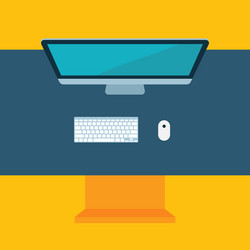 flat desktop design workspace with computer mose vector image