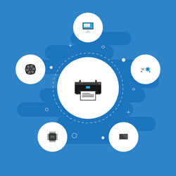 flat icons cooler display microprocessor vector image