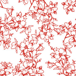 Magnolia Twigs Sketch Background Vector Image