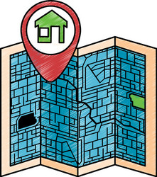 paper map with pointer location isolated icon vector image